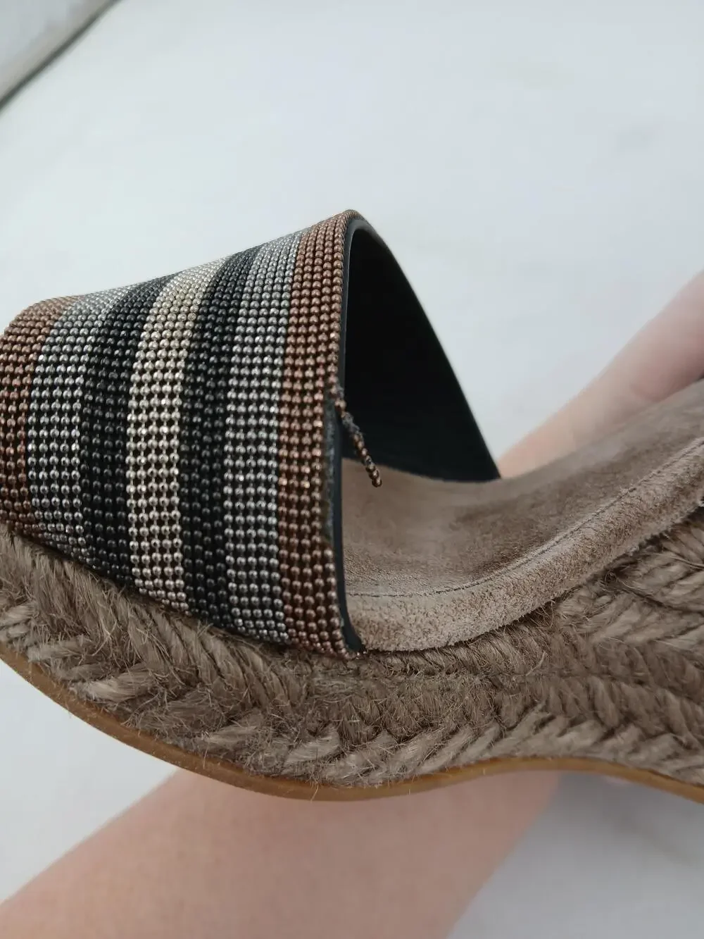 Brunello Cucinelli Shoes Womens Brown Leather Espadrille Wedge Sandals Size 7.5